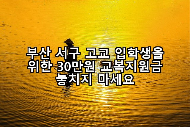 부산 서구 고교 입학생을 위한 30만원 교복지원금 놓치지 마세요
